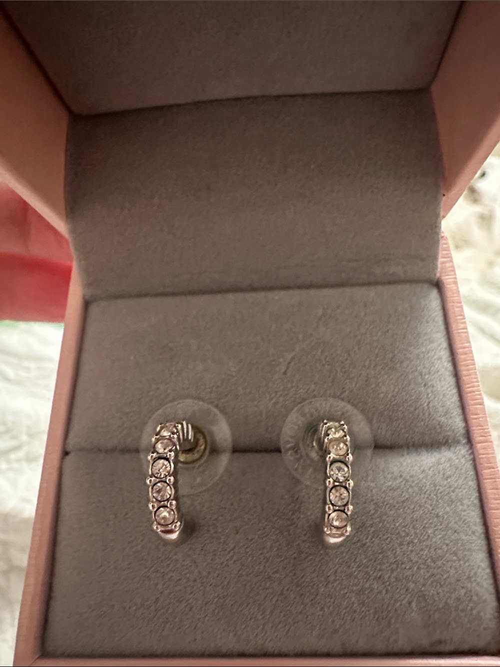 Swarovski Clear Crystal Pavé Half-Hoop Earrings in Silver